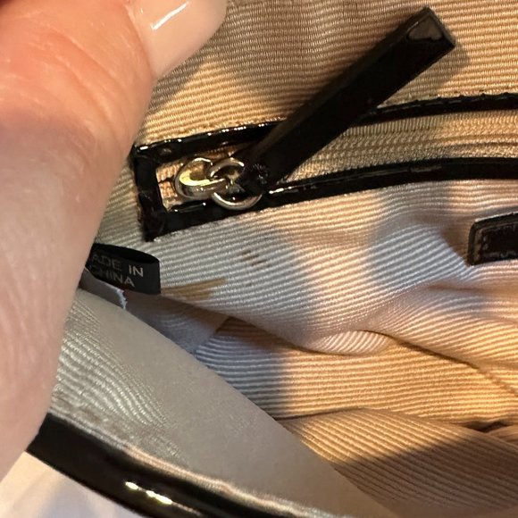 Ann Taylor Bag Clutch Wristlet Woven Wicker Black Patent Leather Classic Preppy - Picture 5 of 8